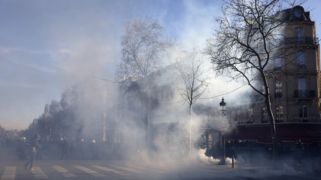 Vive altercation entre une manifestante et des policiers sur les Champs-Elysées (VIDEO)