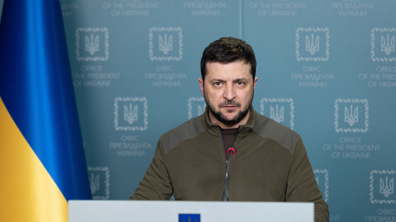 Allocution de Volodymyr Zelensky le 18 mars 2022, à Kiev.