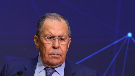 Le ministre russe des Affaires étrangères Sergei Lavrov à l'Université d'État des relations internationales de Moscou (MGIMO) à Moscou.