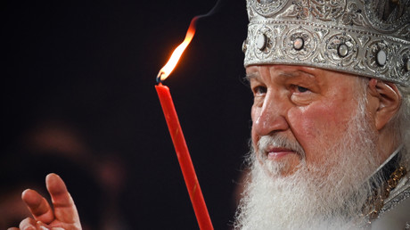 Le patriarche orthodoxe russe Kirill pendant un service la de Pâques orthodoxe, le 23 avril 2022 à Moscou (image d'illustration).