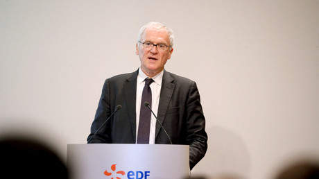 Jean-Bernard Lévy, PDG d'EDF, photographié à l'occasion de la présentation des résultats de l'année 2019, le 14 février 2020 à Paris (illustration).