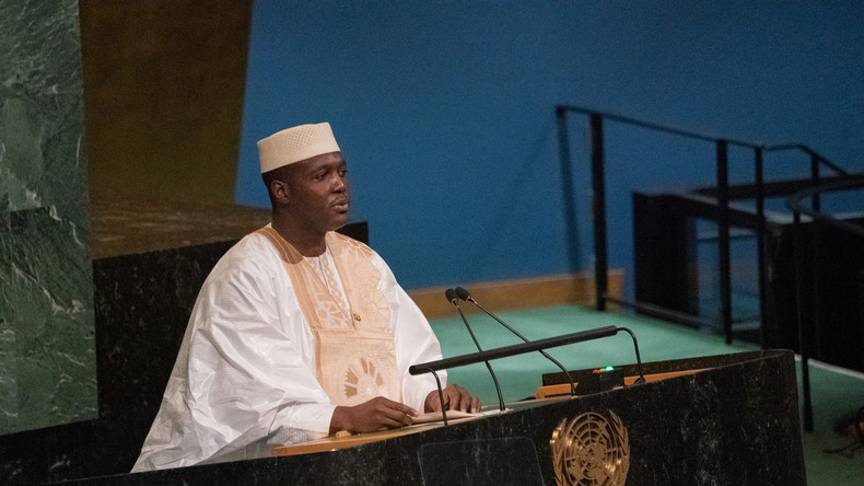 Le Premier ministre par intérim du Mali, Abdoulaye Maiga, s'adresse à la 77e session de l'Assemblée générale des Nations Unies, le 24 septembre 2022