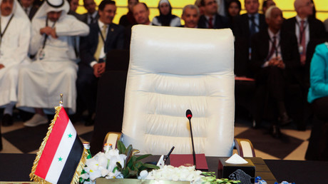 Le siège vacant de la Syrie lors d'un sommet de la Ligue arabe en Jordanie en 2017