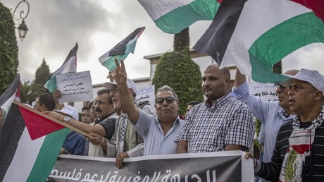 Quelques dizaines de Marocains pro-palestiniens ont manifesté le 9 septembre à Rabat .
