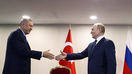 Recep Tayyip Erdogan et Vladimir Poutine à Téhéran, le 19 juillet 2022 (illustration).