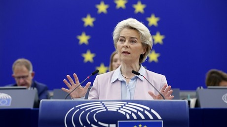 Ursula von der Leyen lors d'un discours au Parlement européen, le 19 octobre 2022 (image d'illustration).