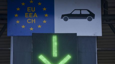 Un affichage à la frontière entre la Croatie et la Slovénie au poste frontière de Bregana, le 8 décembre 2022 (image d'illustration).