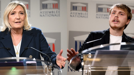 Marine Le Pen (à gauche) et Louis Boyard (à droite) (image d'illustration).