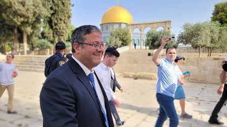 Le nouveau ministre israélien de la Sécurité nationale Itamar Ben Gvir sur l'esplanade des Mosquées à Jérusalem-Est, le 3 janvier.