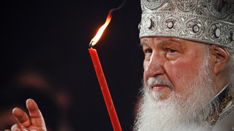 Le patriarche orthodoxe russe Kirill pendant un service de la Pâques orthodoxe, le 23 avril 2022 à Moscou (image d'illustration).
