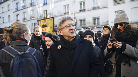 Jean-Luc Mélenchon lors d'une manifestation contre la réforme des retraites.