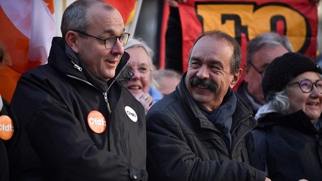 Laurent Berger et Philippe Martinez lors de la manifestation du 7 février 2023 à Paris (image d'illustration).