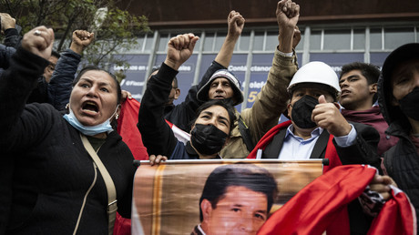 Des partisans du président péruvien Pedro Catillo manifestent devant le bureau du procureur à Lima le 5 septembre 2022 (image d'illustration).