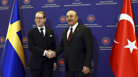 Les ministres turc et suédois des Affaires étrangères lors d'une rencontre en décembre (illustration).