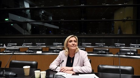 Marine Le Pen lors de son audition le 24 mai devant la commission d'enquête parlementaire sur les ingérences étrangères.