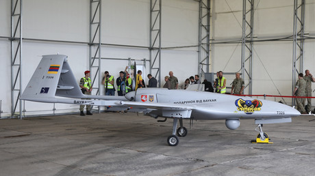 Drone Bayraktar TB-2 exposé en Lituanie, juillet 2022 (image d'illustration).