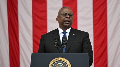 Le secrétaire américain à la Défense Lloyd Austin durant une cérémonie officielle le 29 mai 2023.