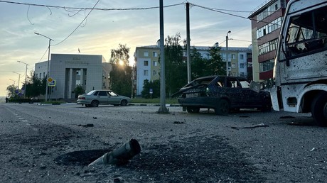 Dégâts occasionnés par une frappe, à Chebekino. Photo provenant de la chaîne Telegram de Viatcheslav Gladkov, gouverneur de Belgorod.