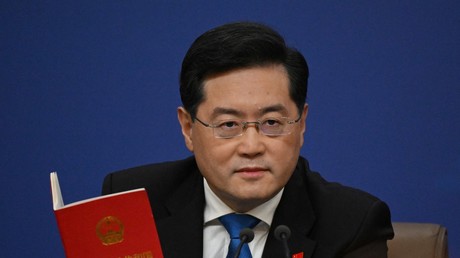 Le chef de la diplomatie chinoise Qin Gang en conférence de presse en mars 2023 (image d'illustration).