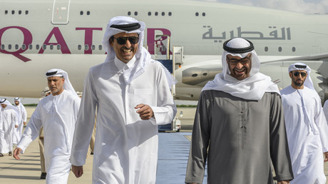 L'émir du Qatar, Tamim ben Hamad Al Thani et Mohammed ben Zayed, président des Emirats, à Doha en janvier 2023 (image d'illustration).
