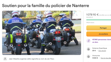 La cagnotte en faveur du policier de Nanterre a dépassé le million d'euros le 3 juillet.
