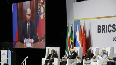Vladimir Poutine est intervenu le 22 août au sommet des BRICS de Johannesbourg en vidéoconférence.