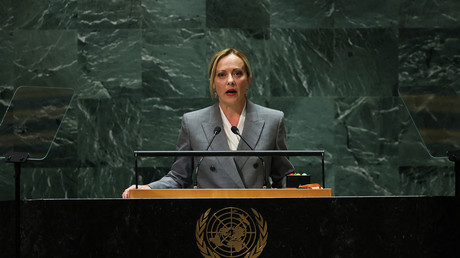 Giorgia Meloni a la tribune de l'ONU le 20 septembre 2023 (image d'illustration).