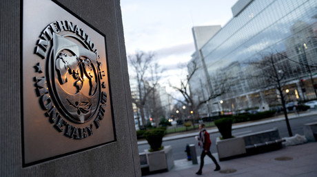Le sceau du Fonds monétaire international, à Washington, le 10 janvier 2022 (photo d'illustration).