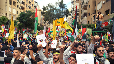 Manifestant à Beyrouth en soutien à Gaza.