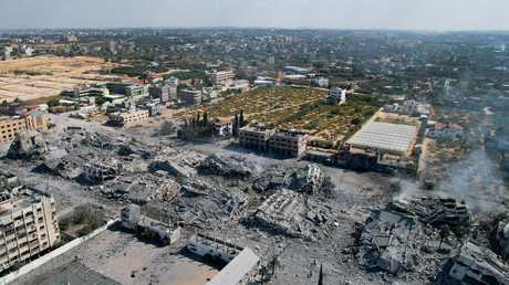 Immeubles rasés dans la ville d'Al-Zahra, dans le sud de la bande de Gaza, le 20 octobre (image d'illustration).