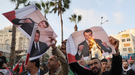 En Cisjordanie, des portraits de Macron brûlés par des manifestants