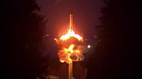 Capture vidéo d’une séquence diffusée ce 25 octobre montrant le tir d'un missile balistique intercontinental Iars depuis le cosmodrome de Plessetsk, dans le nord de la Russie (photo d’illustration).