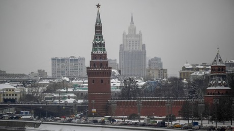 La tour Vodovzvodnaïa du Kremlin de Moscou et le ministère russe des Affaires étrangères, le 1er février 2022 (photo d'illustration).