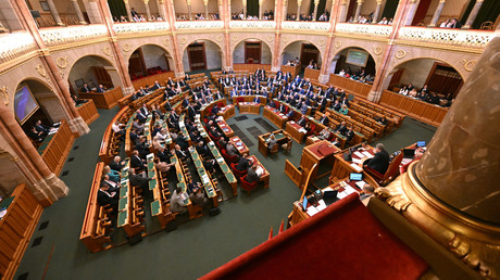 La salle principale du Parlement hongrois, le 25 septembre 2023 à Budapest (photo d’illustration).