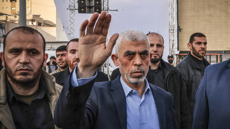 Le leader du Hamas à Gaza Yahya Sinwar lors d'une manifestation en avril 2023 (image d'illustration).