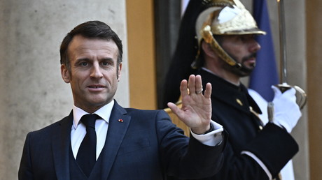 Le président français Emmanuel Macron salue le président lituanien avant leur rencontre à l'Élysée à Paris, le 12 mars 2024 (photo d’illustration).