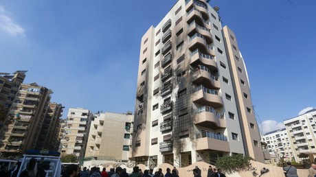 Frappe israélienne sur un immeuble de Damas en février 2024 (image d'illustration).
