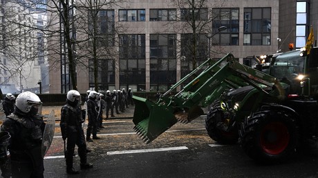 Manifestation d'agriculteurs, le 26 février à Bruxelles.