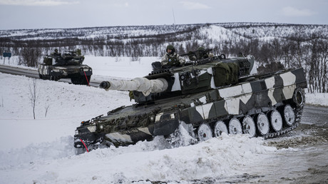 Des soldats finlandais de la division finno-suédoise, sur des Leopard 2A6, lors de l'exercice militaire Nordic Response 24 de l'OTAN, le 9 mars 2024 (photo d'illustration).