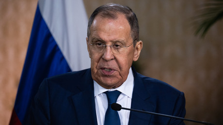 Le ministre russe des Affaires étrangères Sergueï Lavrov, lors d'une conférence de presse au ministère des Affaires étrangères à Caracas le 20 février 2024 (photo d'illustration).
