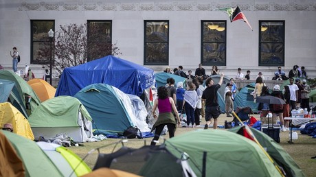 Des élèves de l'université de Columbia occupent un campement de tentes installé sur la pelouse du campus, le 29 avril (photo d'illustration).
