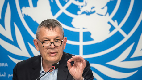 Le commissaire général de l'UNRWA, Philippe Lazzarini, lors d'une conférence de presse sur la situation à Gaza aux bureaux des Nations unies à Genève, le 30 avril 2024 (photo d'illustration).