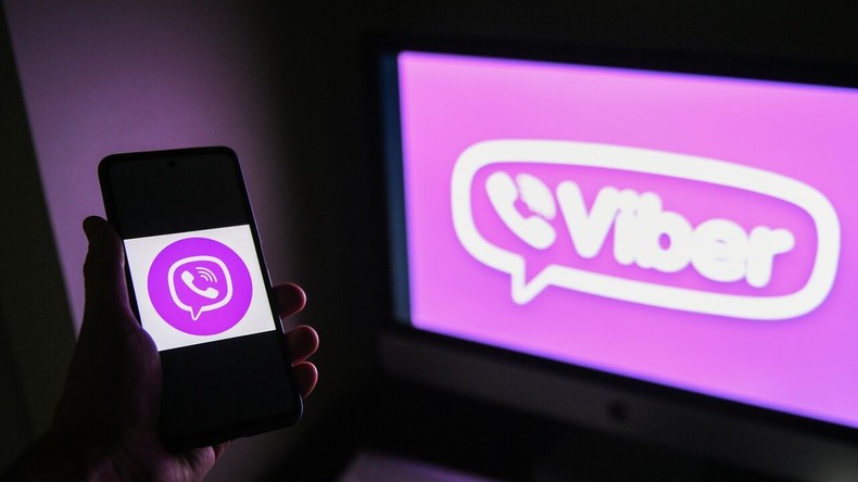 Logo de la messagerie Viber sur un écran de smartphone et d'ordinateur