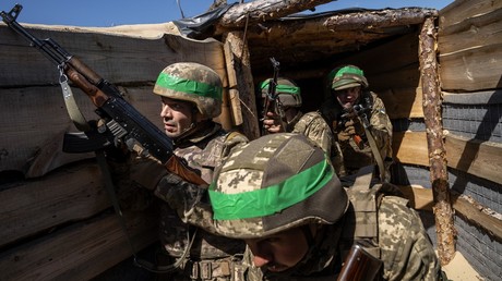 Des soldats ukrainiens lors d'un entraînement, le 21 avril 2025 (photo d'illustration).
