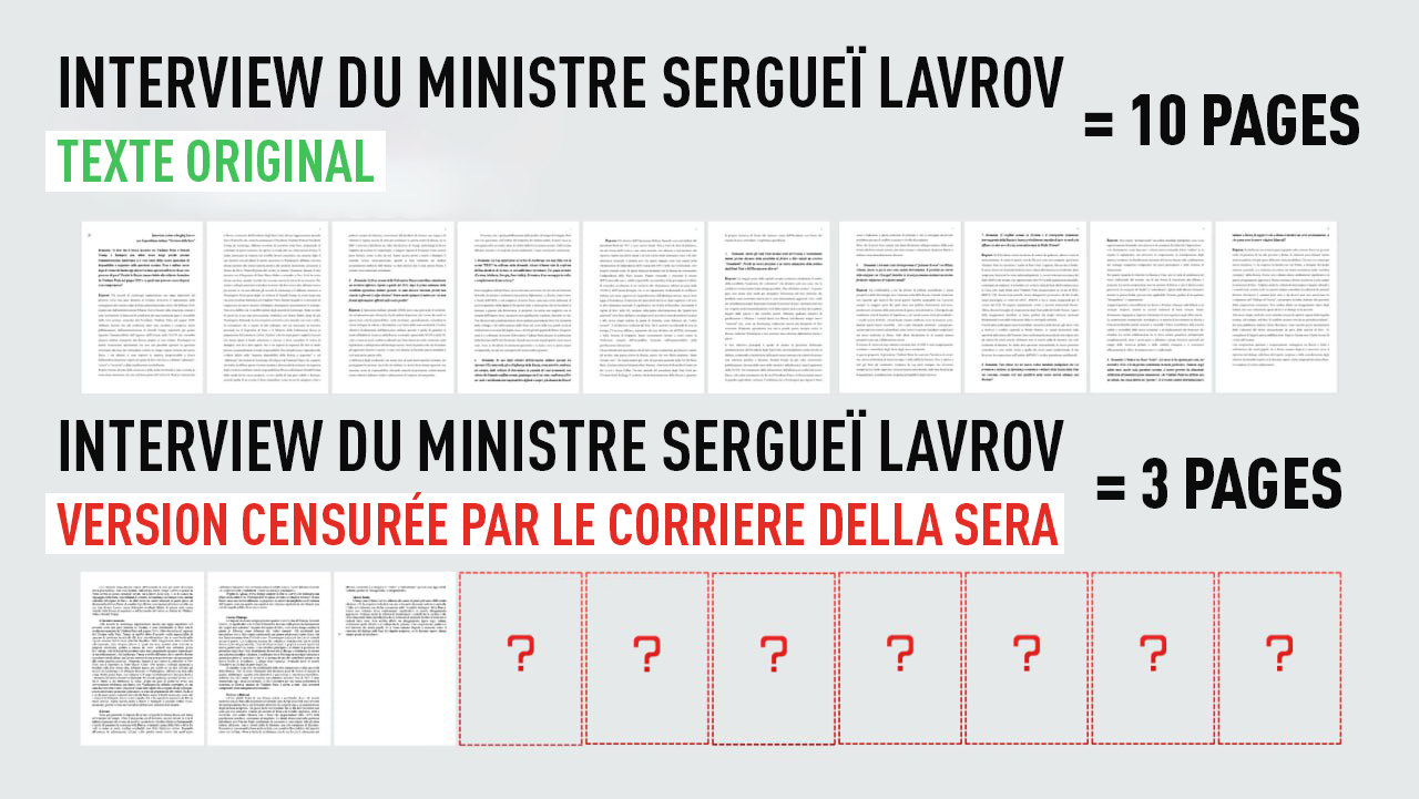 L'interview de Lavrov sur la paix en Ukraine qu'un journal italien a refusée de publier