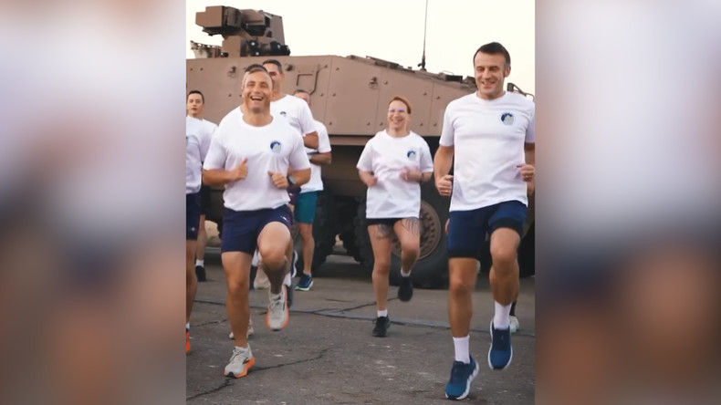 En short face aux soldats : la mobilisation version Macron vire au fitness (VIDÉO)