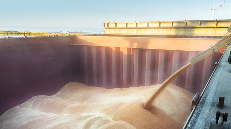 Chargement de blé dans la cale d'un navire. [Photo d'illustration]