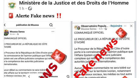 Côte d’Ivoire : le ministère de la Justice dément un faux communiqué lié à l’affaire Epstein et le procureur d'Abidjan