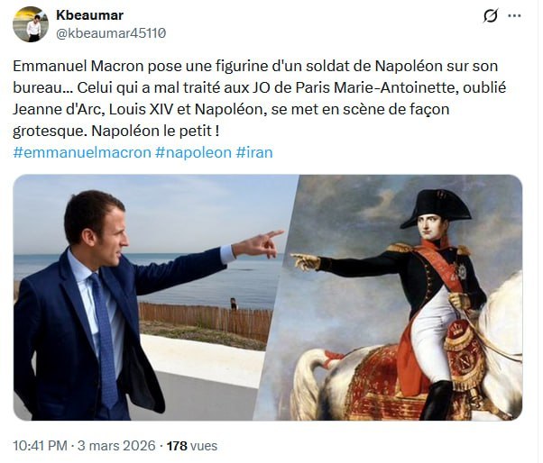 Le président français de nouveau au centre des moqueries : «Macron a sorti son petit soldat de plomb pour se prendre pour un grand chef de guerre»