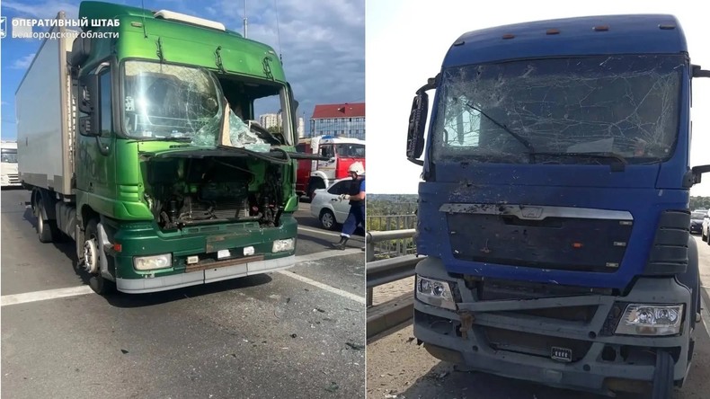 Des camions frappés par Kiev en plein jour sur une route très fréquentée, un mort